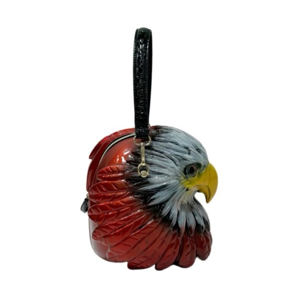 Proud to Be An American Red Yellow Black 3D Eagle Head Mini Bag Clutch